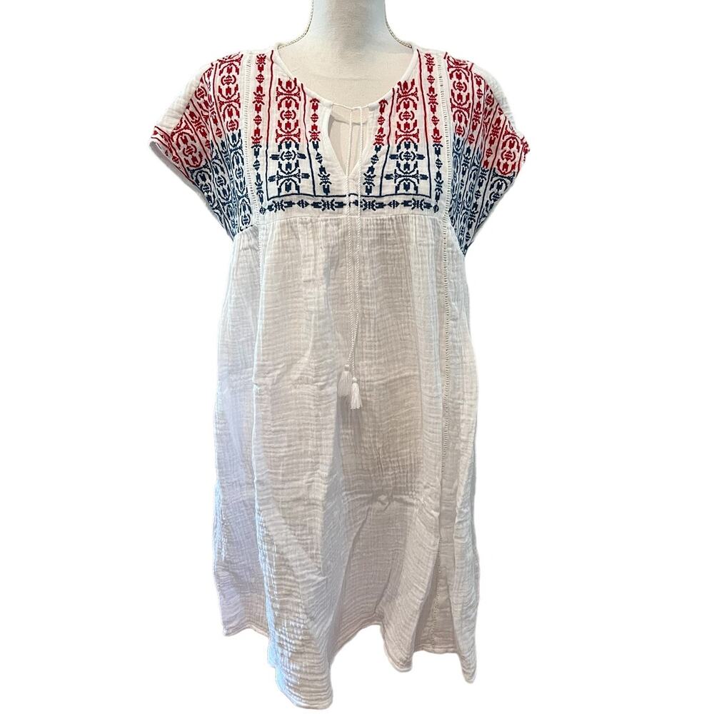 Beachlunchlounge Elsie Embroidered Tunic Breezy Beach Dress White S